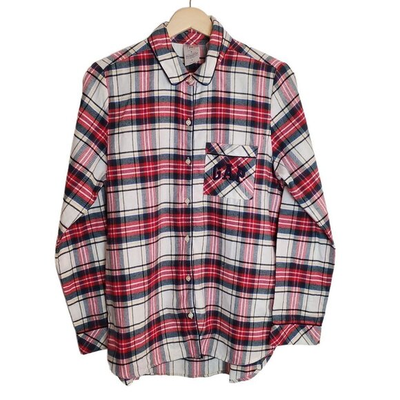 Gap S Flannel Pajama Shirt Pendleton Plaid Tartan Red Green Holiday Button up PJ - Picture 1 of 9